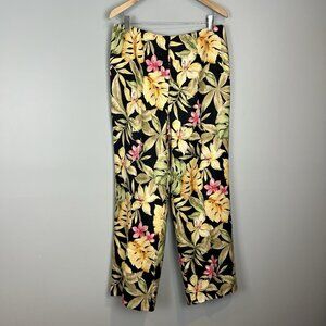 Talbots Silk Pants Womens Size 16 Tropical Floral Print Wide Leg Trousers NWT
